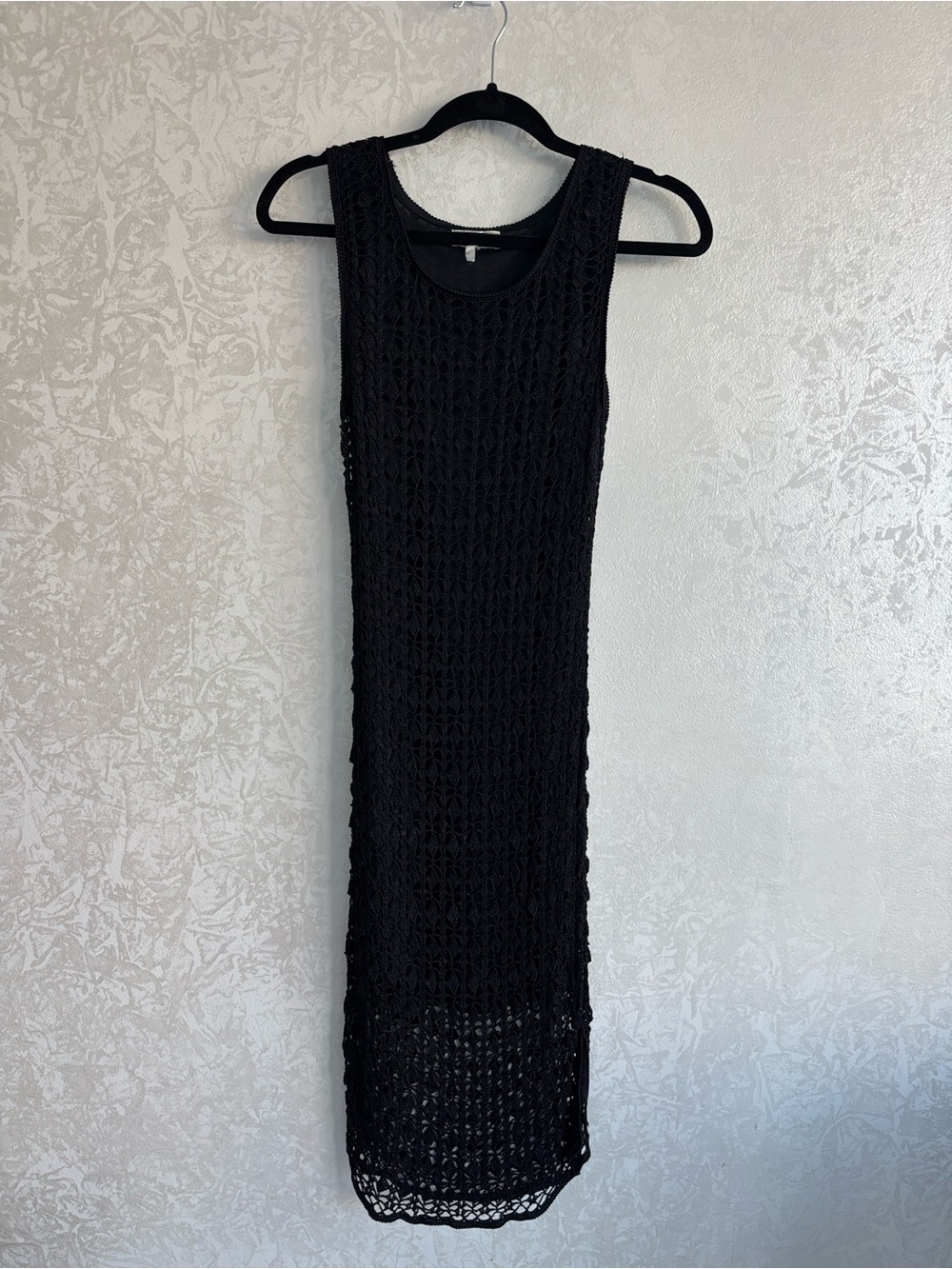 COMO Collection Elegant Black Sleeveless Crochet Dress Size L